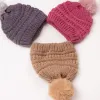 Hiver bébé Pom Poms chapeau au crochet épais chapeaux infantile enfant en bas âge casquettes chaudes garçon fille bonnet tricoté M4182 BJ