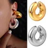 Backs Earrings Creative Gold Silver Color Smooth Metal Ear Cuff Clip On For Women Thread Texture Chunky Cartilage No Pierced