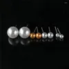 Brincos 12 pares/conjunto colorido preto branco imitação de pérola para mulheres joias de orelha brinco de bola redonda 4 6 8 10mm