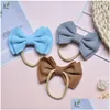 Hair Accessories 20 Color Baby Accessories Infant Girl Cute Big Bow Headband Newborn Solid Headwear Headdress Nylon Elastic Hair Band Dhktu