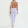 Set attivi 2024 Nylon Backless Halter V Cut Back Pocket Yoga Set Scrunch Gym Workout Pant Squat Proof Fitness Legging Tuta intera