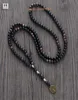 Collier pour hommes, perles en bois d'agate noire de 6MM, avec pendentif d'arbre, chapelet pour hommes, collier en perles en bois, bijoux pour hommes, 3482546