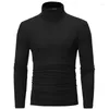 Men's Suits B1396 Autumn Winter Thermal Long Sleeve Roll Turtleneck T-Shirt Solid Color Tops Male Slim Basic Stretch Tee Top T-shirts