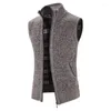 Mäns västar Autumn/Winter Waistcoat Plus Velvet Thicken Size Slim Mens tröja väst ärmlös stickad