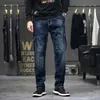 Mäns jeans idopy herrlast jeans mode multi fickor arbetar blå vintage rippade nödställda denim byxor för manlig plus size q231213