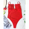 Kobiety stroja kąpielowa solidna bandeau 2023 Kobiety seksowne jednoczęściowe strzały kąpielowe Brazylijskie Bather Monokini Swimming Suit Beachwear