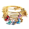 Cuff 5pcs Gold Color Bangle Bracelet Set Adjustable Wire Bracelets for Women Fashion Jewelry Charm Bangles Gift C042 231212