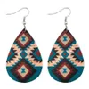 Dangle & Chandelier Geometric Zigzag Pattern UV Print PU Leather Teardrop Aztec Earrings For Women Fashion Ethnic Jewelry Bijoux G320d