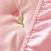 Mattress Pad Pink Cover for Girls Room Lace Bed Skirt with Elastic Band Embroidered Style Fitted Sheet Pillowcase Need Order 231211