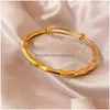 Bangle Bangle Korean Style Simple And Versatile High-Grade Brass Bamboo Push-Pl White Plain Circle Adjustable Mouth Bracelet Female Dr Dhex0