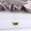 Pendentif Colliers Brillant Cubique Zircone Libellule Femmes Collier Mignon Insecte Chaîne De Cou Personnalisé Pour Les Filles Bijoux Cadeaux De Noël