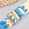 Belts Women Summer Fashion Waistband Transparent Two Row PVC Belt Laser Square Pin Buckle Multi Hole Accessories For