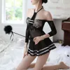 Ensemble d'uniforme d'étudiant de Lingerie érotique pour femmes, Costume Sexy pour dames, sous-vêtements d'écolière, robe en dentelle, Mini jupe, tenue sexy