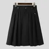 Men's Pants INCERUN 2023 American Style Trousers Simple Pleated Pantalons Streetwear Male Solid All-match Half Skirts S-5XL