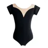 Stage Wear Ballet Leotards For Women Adult Sexy Neckline Cotton Soft Mesh Gymnastics Leotard Costumes