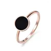 Anéis de cluster Flymango anel de casamento vintage para mulheres minimalista rosa cor de ouro redondo pedra acrílica 316l aço inoxidável jewlery fr17041