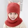 Berretti Cappelli invernali per bambini Sciarpe Set Unisex Neonato Bambino Cappello per bambini Ragazze Paraorecchie Felpa con cappuccio Sciarpe Beanie Berretti con teschio Carino Sci