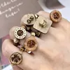 Cluster Rings Vintage Wooden Button Handmade Beaded Ring For Women Aesthetics Cool Charm Maillard Style Accessories Fashion Jewelry