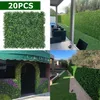 Flores decorativas grinaldas 20 PCs Artificial Boxwood Grass 25x25cm Painéis de cenário de hedge topiária Jardim quintal GRE286M