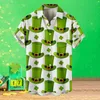 Men's Casual Shirts Mens St.Patrik's Day Irish National Blouse Festival Clover Printed Lapel Top Pocket Full Printing Celebration Camisas