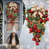 Decorative Flowers Artificial Christmas Wreath Colorful Bow Beautiful Wall Window Door For Front Rattan Circle Doll Party Decor