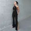 Kvinnors jumpsuits rompers Deep V Wrap Around Halter Sexiga backless Flare Pants Fashion Outfits For Women Overalls 231212