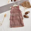 Flickaklänningar 2023 Baby Toddler Clothes Girls Summer Beach Cake Dress Sleeveless Vestidos Kids Party for Children's Clothing