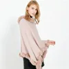 Scarves Women's Cashmere Feel Poncho Lady Faux Fur Collar Pullover Coat Spring Autumn Warm Cloak Classic Luxury Knitted Shawl In