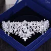 Pinzas para el cabello Barroco Cuentas de diamantes de imitación de lujo Corazón Tiaras nupciales Corona Diadema de cristal plateada Coronas Diadema Accesorios de boda