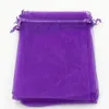 100st Purple With DrawString Organza Jewelry Bags 7x9cm etc Wedding Party Christmas Favor Gift Bags318a