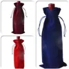 Emballage cadeau 100pcs / lot velours bouteille de vin couvre sacs cordon flanelle champagne fête de mariage emballage pochette2204