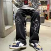 Мужские джинсы Винтажные женские мужские корейские джинсовые брюки Y2K Cltohes Уличная одежда с принтом в стиле пэчворк Мужские мешковатые джинсы Прямые мужские брюки Q231213
