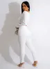 Women s Pants s High Quality White Color Women Long Sleeve Sexy Square Collar Bandage Set Fashion Celebrity Nightclub Party 231212