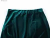 Jupes TRAF 2024 velours Midi jupe femmes taille haute jupe longue femme vert jupes plissées pour femmes Vintage fête femmes jupesL231212