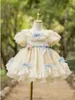 Robes de fille bébé été gros noeud en mousseline de soie ivoire bleu blanc robe Vintage robe de princesse Lolita pour la fête d'anniversaire de vacances photographie