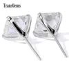 Transgems Aretes de diamantes Moissantie con talla Asscher de oro blanco de 14 quilates para mujer 4CTW 7MM Asscher 2ct cada uno Moissanite F Color Y2006295e