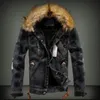 Giacca invernale da uomo in denim con collo in pelliccia Jeans e cappotto in pile strappati retrò per l'autunno S6XL 231228