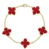 Высокая версия Golden Fan Lucky Flow Flower Four Leaf Clover Grasse Bracelet самка двусторонняя красная агата белая фриллария