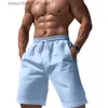 Herren Shorts Sommer Herren Leinen Shorts Baumwolle Hosen Atmungsaktive Einfarbige Hosen Streetwear Fitness Yoga Hosen Elastische Taille Shorts L231212