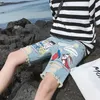 Supzoom ankomst mode animation tecknad tryck ljus ulzzang sommar blixtlås flyga stoashed jeans shorts män 220711