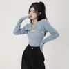 Suéteres femininos y2k sexy magro camisola de malha mulheres coreano moda cardigan colete conjunto tops senhoras harajuku casual recortado malha jumpers 2023