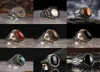 New Retro Turkish Handmade Silver Color Men Rings Vintage Carved Hollow Pattern Black Zircon Stone for Women Punk Jewelry28410947977297