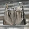 Skirts Women's Sexy Silver Gold Mini Metallic Skirt With Pockets Zip Up Short Black Leather