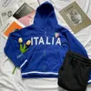 Herrbanor män mode hoodie italia brev tryck broderi tröja 2024 high street estetik blixtlås jacka streetwear toppar