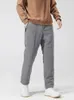 Mens Pants Zip Pockets Winter Thick Fleece Liner Graphene Fabric Knee Warm Straight Casual Thermal Trousers Male 231212