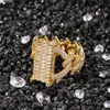 Anillos chapados en oro de 18 quilates con piedra CZ Iced Out Cool Hiphop Ring Diseño de marca Joyería de lujo Hip Hop Full Dimaond Cluster Rings244i