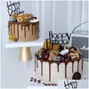 لوازم الحفلات الاحتفالية الأخرى لوازم الحفلات الاحتفالية الأخرى 10pcs/Lot MTI Style Acrylic Hand Write Happy Happy Birthday Cake Topper DESSER DH5YN