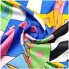 Foulards manuels roulés à la main Twill Soie Foulard Femmes Géométrique Couture Tête De Cheval Imprimer Carré Echarpes Foards Femme Wrap Bandana Hijab Dheah