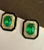 Studörhängen LR Fina smycken 2.51CT Real 18K Gold AU750 Natural Emerald Gemstones Diamonds for Women Presents
