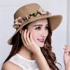 Brede rand hoeden zomer elegante damesbloemring stro hoed zon strand touw vrouw mode -accessoires